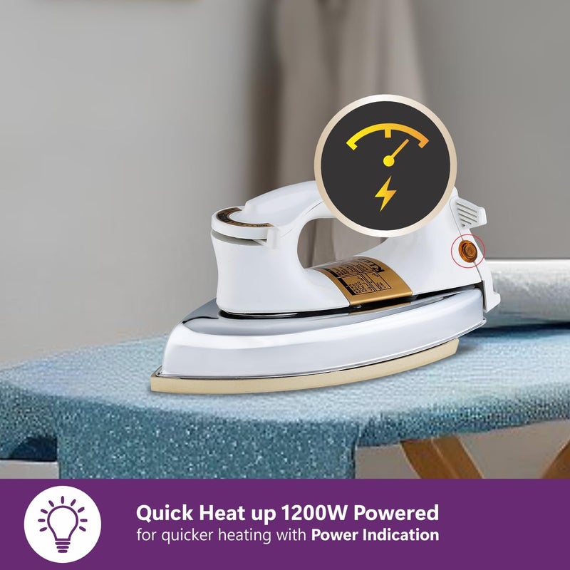 Rico 1200W 2KG Heavy Weight Dry Iron With 2 Years Replacement Warranty Japanese Quick Heat Technology with Advance Sole Plate Iron Press Shock Proof Iron Box for Clothes Made In India AI14 - Image 2
