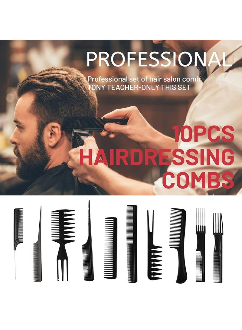 RollsTimi  10-Piece Professional Salon Hair Comb Set Black - Image 4