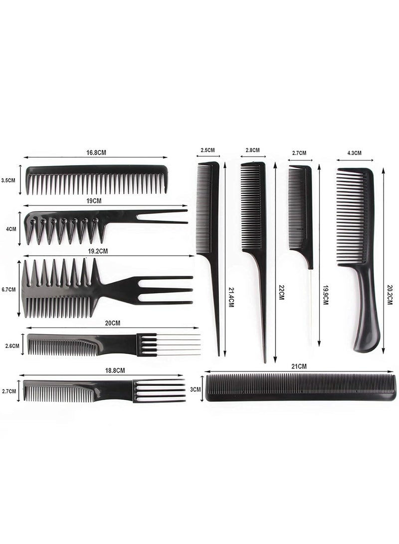 RollsTimi  10-Piece Professional Salon Hair Comb Set Black - Image 5