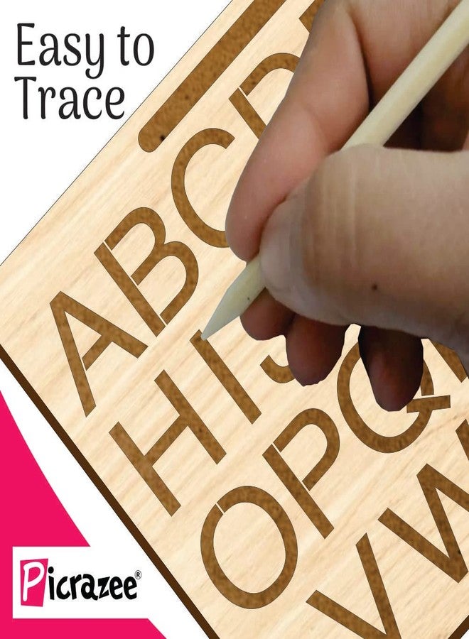 Picrazee Educational Wooden Tracing Board for Kids | Handwriting and Learning Slates for Children | Set of 2 (Capital Alphabets & Numbers) - Image 3