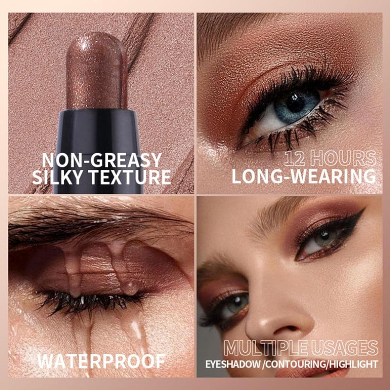 Soelegant 6PCS Cream Eyeshadow and Highlighter Set, Contouring and Highlighting Eyeshadow Stick, Long-Lasting Color, Waterproof and Smudge-Proof, Easy to Apply, Eye shadow Pencil Makeup Set - Image 4