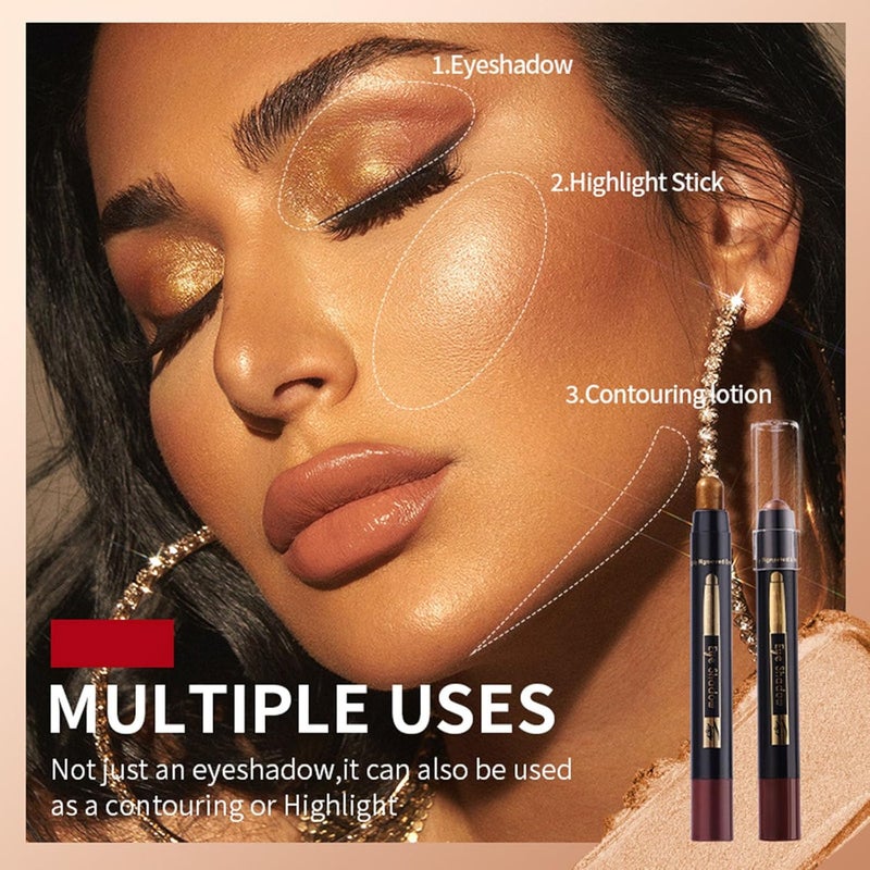 Soelegant 6PCS Cream Eyeshadow and Highlighter Set, Contouring and Highlighting Eyeshadow Stick, Long-Lasting Color, Waterproof and Smudge-Proof, Easy to Apply, Eye shadow Pencil Makeup Set - Image 2