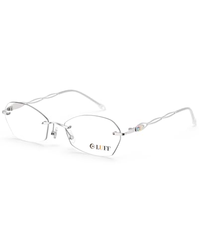 LUFF Rimless Reading Glasses for Women 1.25 | Blue Light Blocking | Lightweight 16g Metal Frame | Computer Readers for Eye Strain Relief | 4 Colors - Image 1
