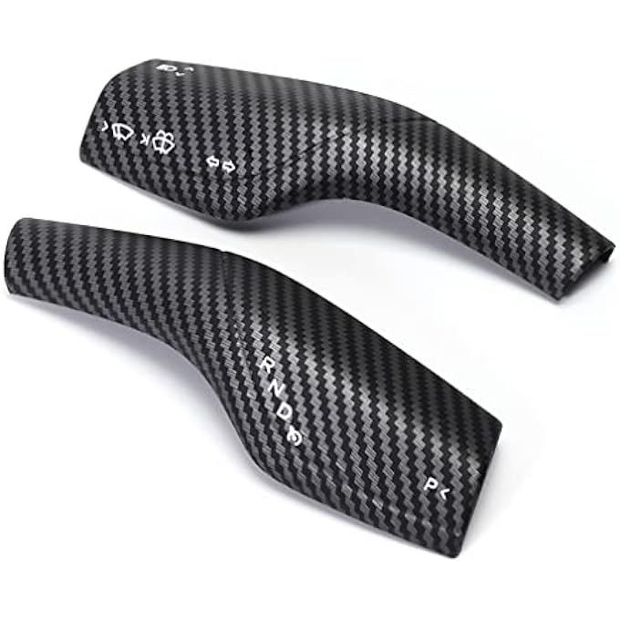 rayihni REVHQ Model 3 Model Y Column Gear Shift Cover Best Model 3 Steering Wheel Interior Protection Accessories Frame Patch ABS Material High Glossy Carbon Fiber Shiny Finish Surface ShinyGlossy surface - Image 2