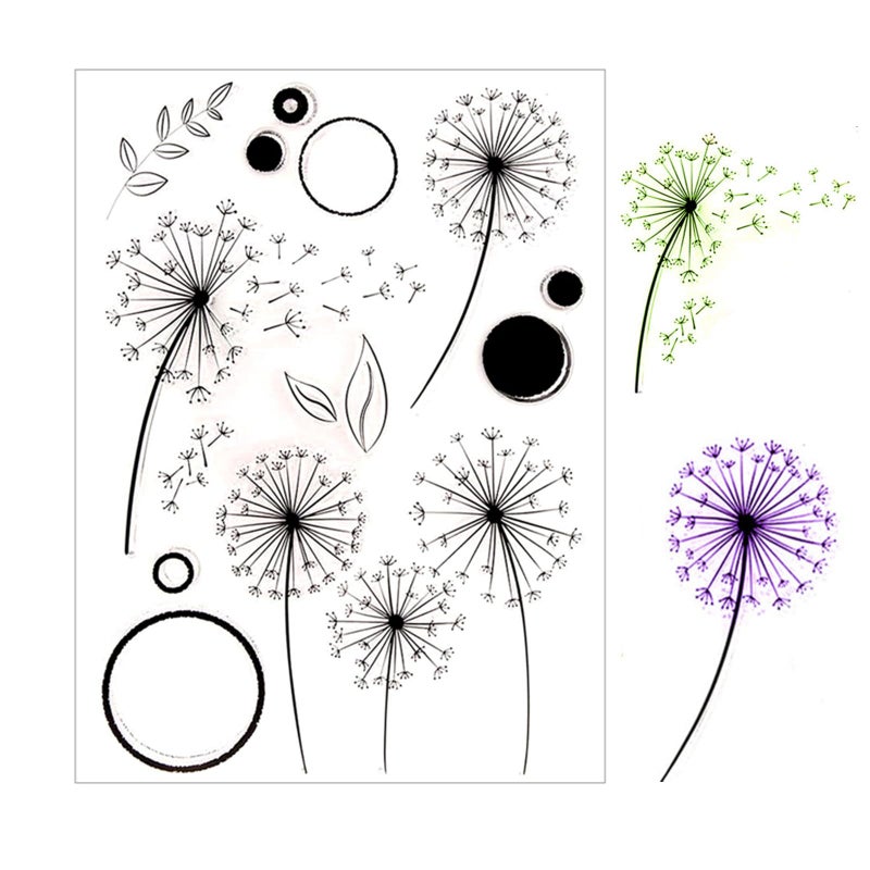 Arbuya Beautiful Dandelion Flowers Leaves Clear Stamps for Card Making Decoration and DIY ScrapbookingAT1805