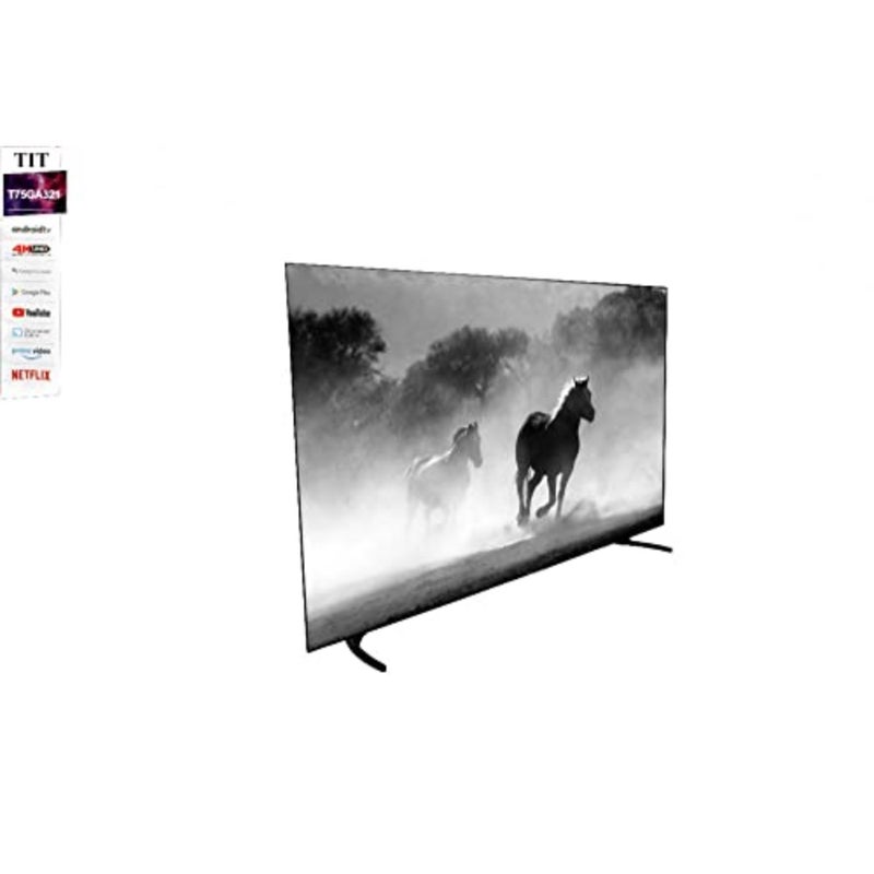 تلفزيون 75 بوصة 4K Ultra HD Android ذكي LED للمكتب المنزلي والمسرح المنزلي، أسود، لوحة LED متميزة مع Android 11، مساعد YouTube Google Play، 3 HDMI 2 USB - Image 2