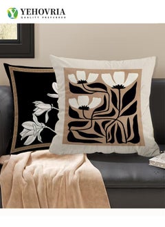 YEHOVRIA Pillow Cover, Set of 4 Abstract Modern Decorative Couch Pillow Case, Short Plush Cushion Cover, Flower Decorative Cushion Covers Pillow Case,18 X 18 Inch（Double sided pattern）  - Image 2
