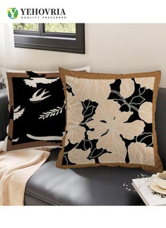 YEHOVRIA Pillow Cover, Set of 4 Abstract Modern Decorative Couch Pillow Case, Short Plush Cushion Cover, Flower Decorative Cushion Covers Pillow Case,18 X 18 Inch（Double sided pattern）  - Image 3