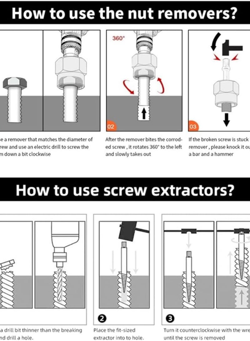 GGOOT 26 PCS Broken Nut and Bolt Extractor Sets Silver Metal Hardware Tools are Used to Remove Damaged Screws - Image 2
