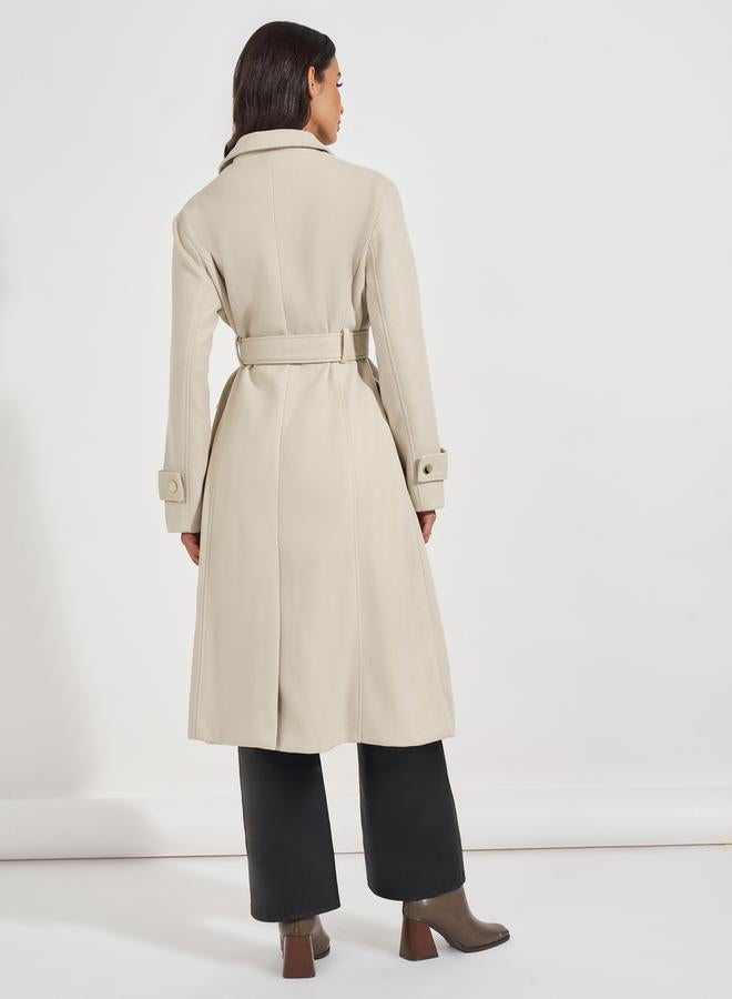 ستايلي معطف بصفين أزرار مع حزام - Image 4