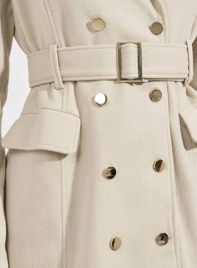 ستايلي معطف بصفين أزرار مع حزام - Image 3