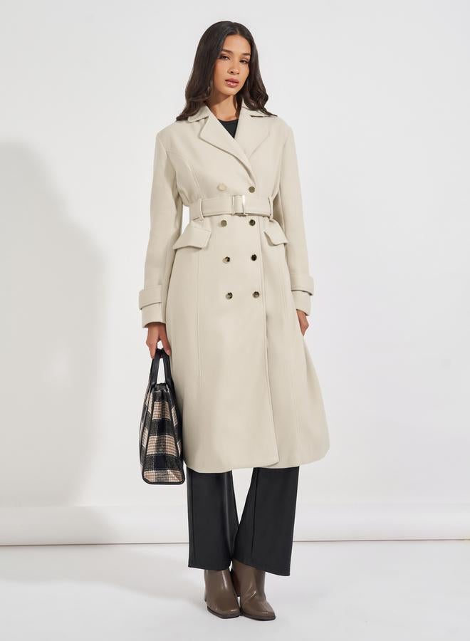 ستايلي معطف بصفين أزرار مع حزام - Image 1