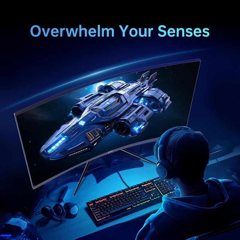 32 Inch 240Hz Curved Gaming Monitor 1500R 1080P Full HD 125 sRGB 1ms Response Time AMD FreeSync G-Sync Compatible HDR10 HDMI/DisplayPort/USB Ports VESA Mountable Tilt Adjustable For Xbox PS5 Nintendo Switch Black - Image 2