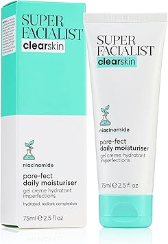 Super Facialist PoreFect Daily Moisturiser Hydrate Control Oil for Acne Treatment Blackhead Remover with 3 Niacinamide Tea Tree Oil Prebiotics Vegan Friendly 75ml - Image 1