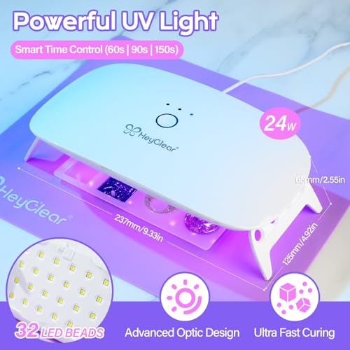 HeyClear UV Resin Kit 200g with Upgraded Large UV Light, Molds and Casting Tools -Super Clear, Hard, Premixed and Fast Curing UV Glue for Coating, Jewelry Making, DIY Craft Decorations - Image 4
