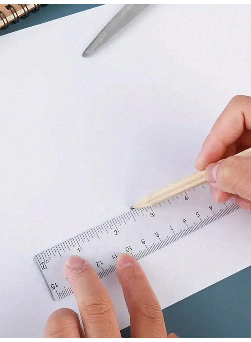 قرطاسية المدرسة مساطر شفافة للقياس والرسم قرطاسية الاطفال للمرحلة المتوسطة والثانوية 10 قطع بطول 15 سم - Image 4