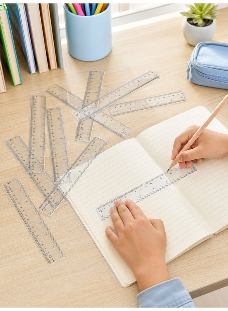 School Stationery Transparent Rulers For Measuring And Drawing, Kids Stationery For Middle And High School Students, 10 Pieces, 15 cm - Image 1