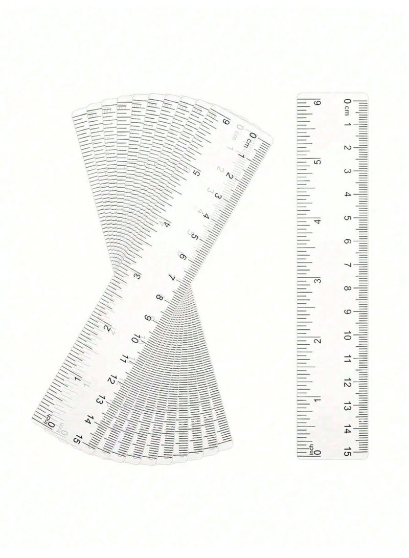 School Stationery Transparent Rulers For Measuring And Drawing, Kids Stationery For Middle And High School Students, 10 Pieces, 15 cm - Image 3