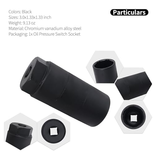 OXCANO Oil Pressure Sensor Socket, 1 1/16 Socket Switch Compatible with 3/8" Drive or 1 1/8" Hex Wrench, Professional for Quick Removing/Installing Sending Unit (Black) - Image 5