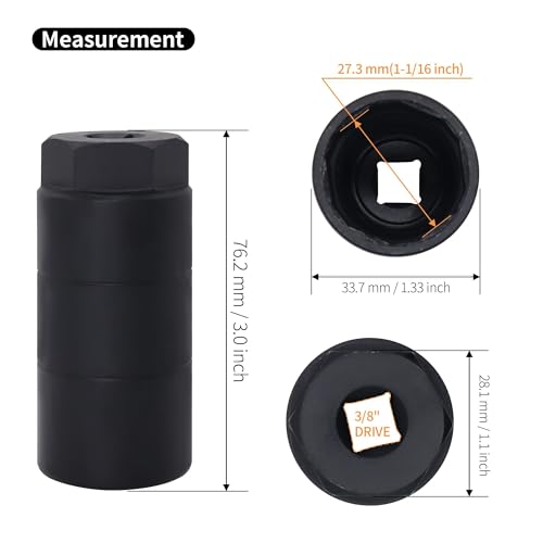 OXCANO Oil Pressure Sensor Socket, 1 1/16 Socket Switch Compatible with 3/8" Drive or 1 1/8" Hex Wrench, Professional for Quick Removing/Installing Sending Unit (Black) - Image 2