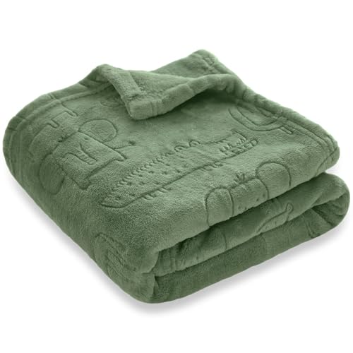 BORITAR Baby Blanket for Boys Girls Ultra Soft Fleece Warm and Lightweight Animal Blankets for Infant Toddler Newborn 30x40 Inch Olive Green - Image 1