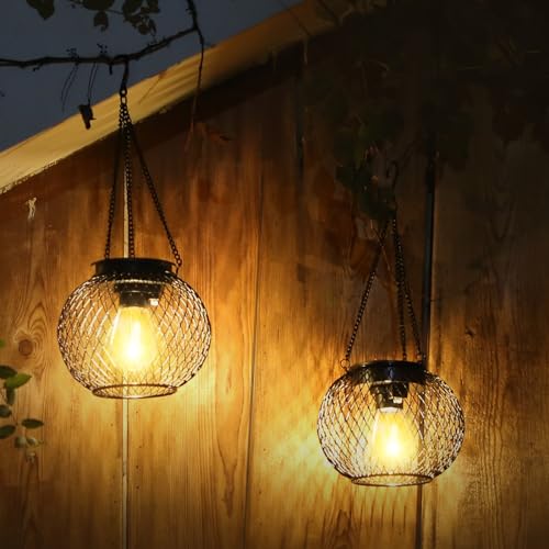 KagoLing Solar Lantern Outdoor Waterproof, KagoLing Upgraded Hanging Solar Lights Outdoor Garden Decorations Decorative Lighting Solar Powered Waterproof Tree Lantern for Garden Yard Patio Pathway, 2 Pack - Image 3