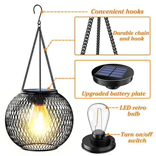 KagoLing Solar Lantern Outdoor Waterproof, KagoLing Upgraded Hanging Solar Lights Outdoor Garden Decorations Decorative Lighting Solar Powered Waterproof Tree Lantern for Garden Yard Patio Pathway, 2 Pack - Image 5