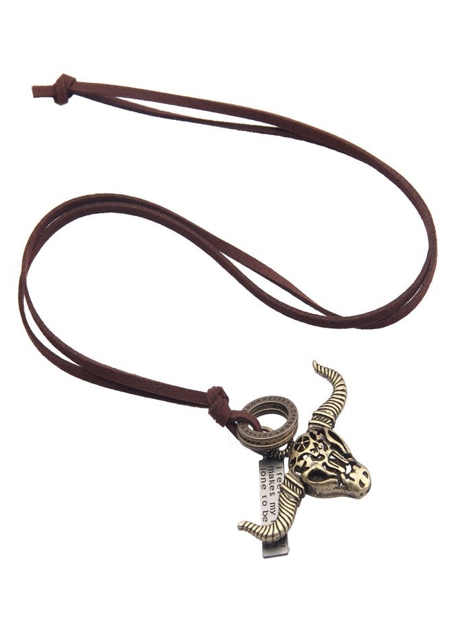 joymiao Bull Skull Necklace for Women Men Vintage Necklace Charms Pendant Leather Necklace for Women Cord Necklace with Pendant Hippie Jewelry - Image 4