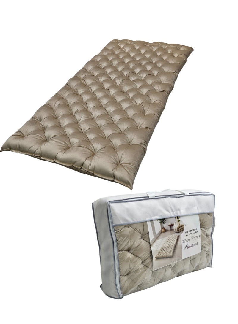 سمارت هوم مرتبة ومطرحة أرضية فاخرة بقماش مخمل ناعم وحشوة بوليستر كثيفة – فراش أرضي مريح للنوم والضيافة والجلسات المنزلية – مرتبة فردية قابلة للطي للاستعمال اليومي – مقاس 190×90×10 سم - (المرتبة مع الشنطة) - Image 2