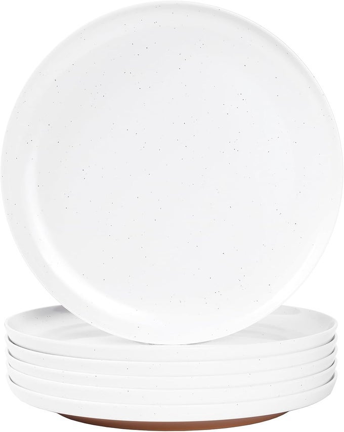 1025 MELAMINE DINNER PLATES SET OF 6 DURABLE SERVING DISHES PERFECT FOR KITCHEN OUTDOOR USE DISHWASHER SAFESCRATCH RESISTANTWHITE BROWN