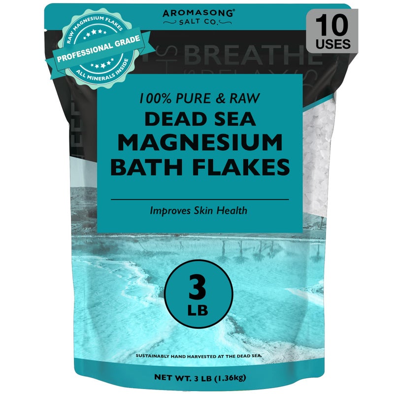 Aromasong Magnesium Flakes for Bath from The Dead Sea- 3 LB Resealable Pack Magnesium Chloride Flakes -Organic Bath Salt Muscle Relaxing Mineral Soak (Packaging May Vary) - Image 1