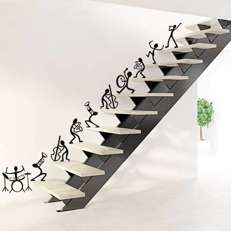 StickMe Happy Music Band - Doodle - Set of 10 Stair Wall Stickers -SM555 (Multi Colour, Vinyl - 120cm X 60 cm) - Image 1