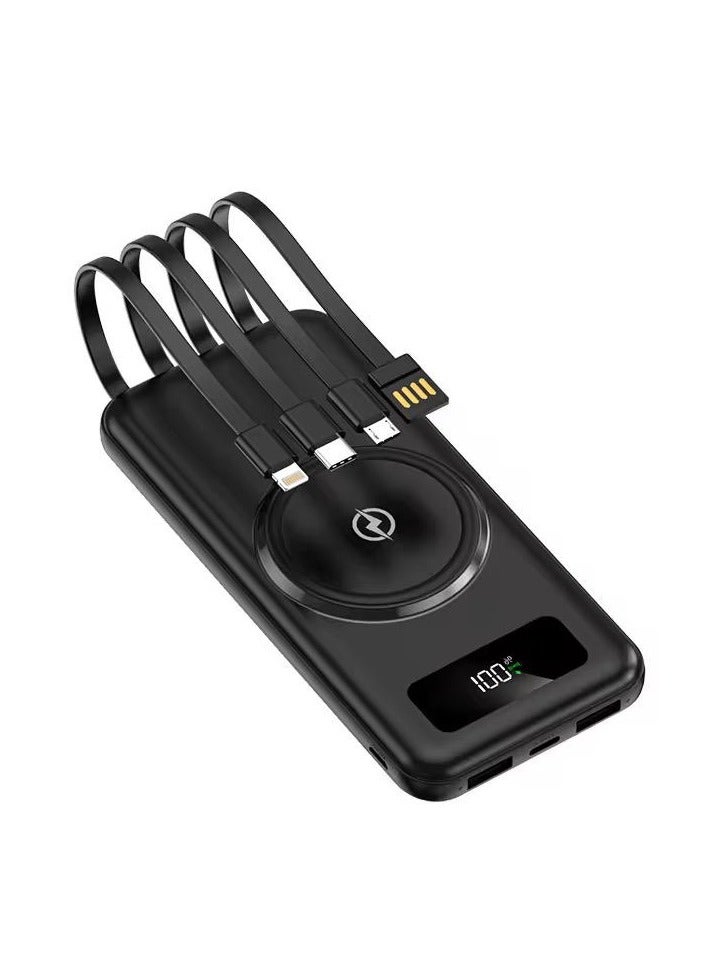 20000mAh Slim Portable Power Bank with 6 Output Ports & 3 Input Ports, Built-In Cables, Fast Charging, Wireless & Wireless Flash Charging, Large-Capacity External Battery Pack with LCD Display – Factory Direct
