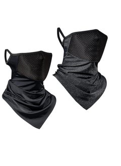 Excefore Neck Gaiter, 2 Pack Breathable Bandana Mask for Outdoor Protection, Sun UV Protection Face Cover for Cycling, Running, Hiking, Black and Dark Grey  - Image 1