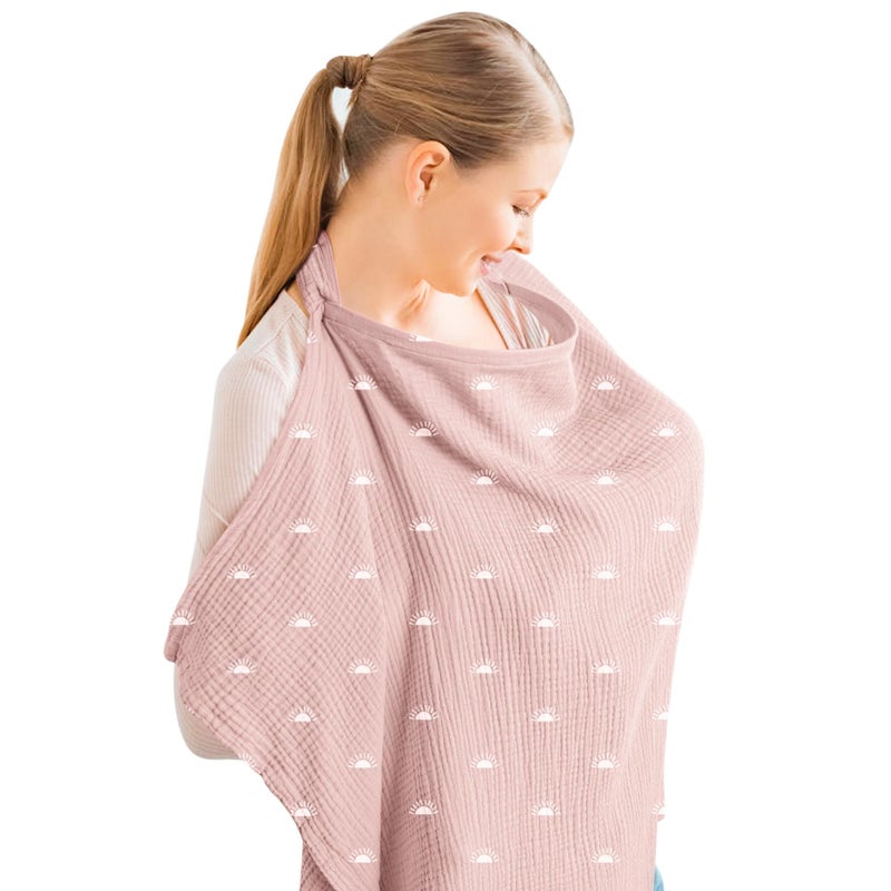 Konssy Muslin Nursing Cover for Baby Breastfeeding Breathable 100 Cotton Breastfeeding Cover with Rigid Hoop for Mother Nursing Apron Multiuse Carseat Canopy - Image 2