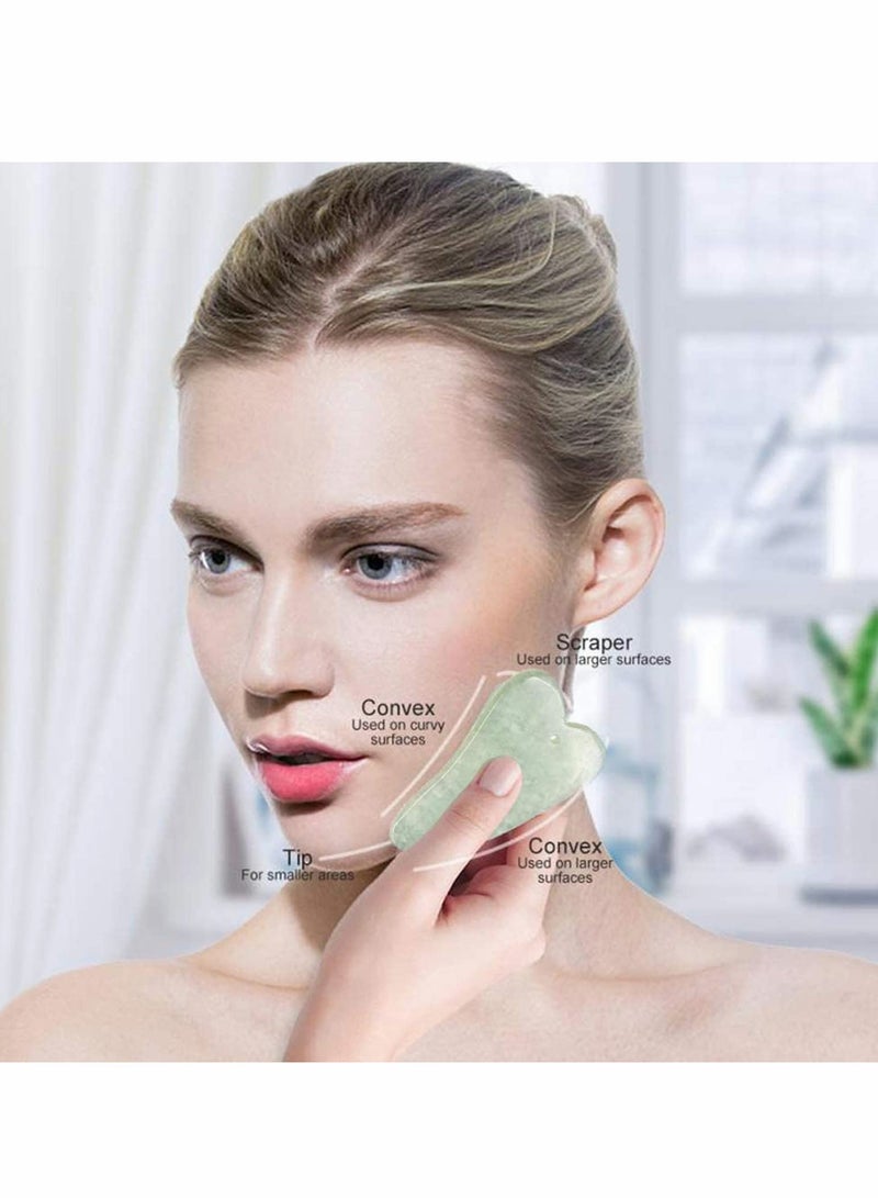 4 Pieces Jade Roller Facial Ridged Roller Kits Skin Roller with Gua Sha Scraping Massage Tools Anti Aging and Wrinkles for Face Eye Neck Good Gift Idea Green Ridged Roller Green Jade Roller - Image 5