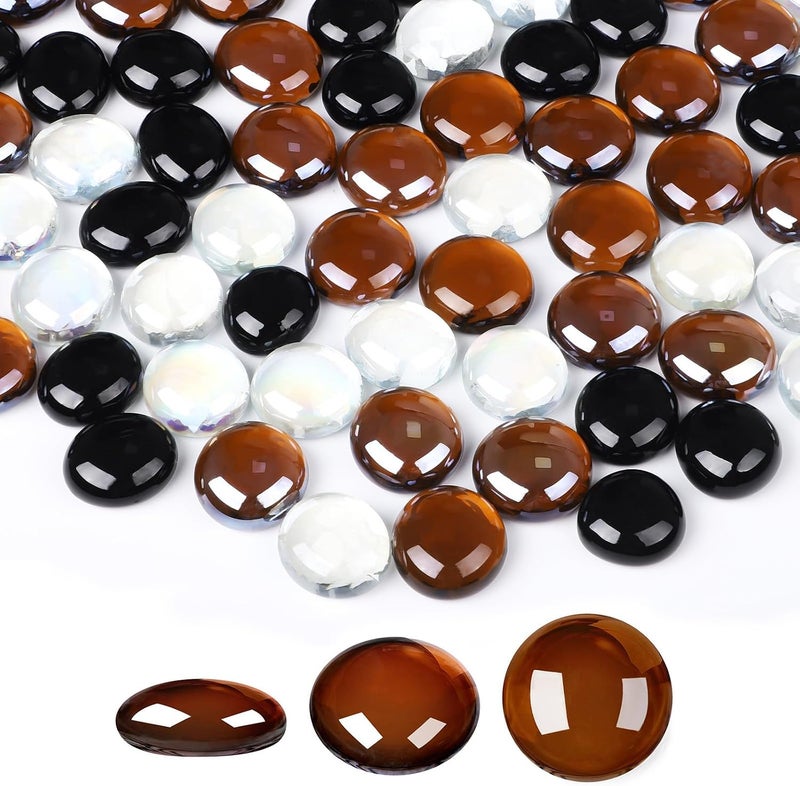 Suream Flat Glass Marbles for Vase, 1LB Mixed Colour Glass Pebbles Beads, Flat Bottom Marble Beads for Home Decorative Art Craft Vase Filler - Image 1