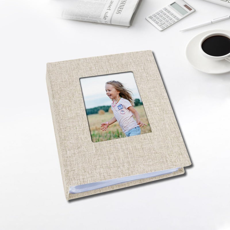 Sprsthai 4x6 Small Photo Album Photos Book, Linen Cover Photo Album, 50 Page Holds 100 Pictures, photobook for Anniversaries Vacations, Beige - Image 2