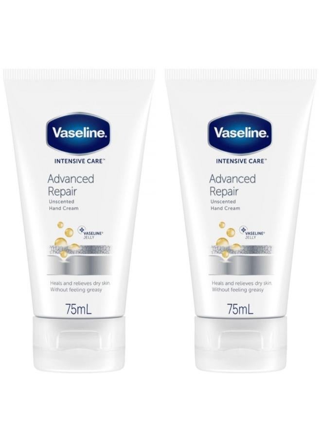 Vaseline 2Pcs Vaseline Intensive Care Advanced Repair Unscented Hand Cream 75 Ml - Image 1