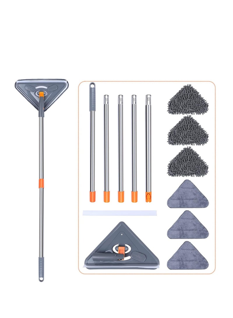 SOLARAE Wall Mop with Long Handle,6 Replacement Microfiber Mop,360 Rotation Cleaning with Extension Pole 39 Inch to 85 Inch for Wall Washer Cleaning Ceiling Window Floor (85 Inch) - Image 1