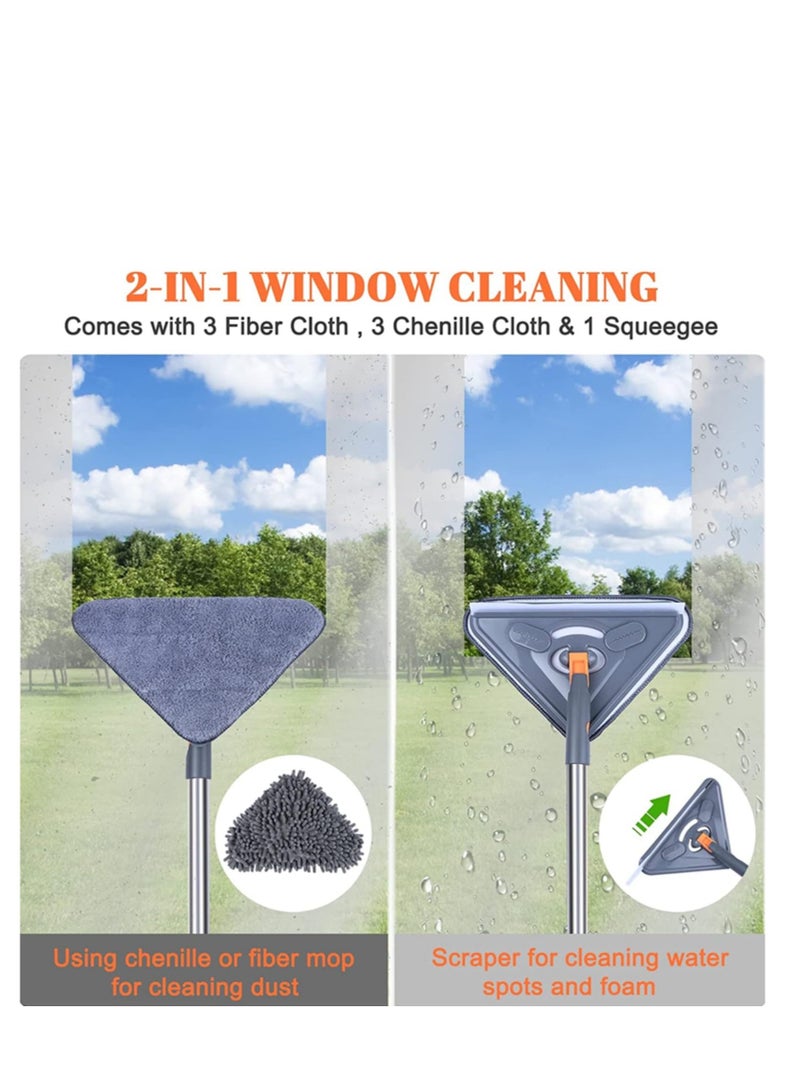 SOLARAE Wall Mop with Long Handle,6 Replacement Microfiber Mop,360 Rotation Cleaning with Extension Pole 39 Inch to 85 Inch for Wall Washer Cleaning Ceiling Window Floor (85 Inch) - Image 5