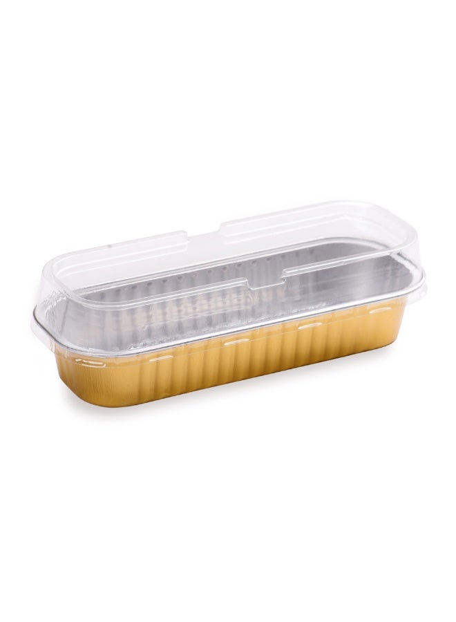 Restaurantware 6.8 Ounce 6.5 X 2.6 X 1.2 Inch Mini Cake Pans, 100 Round Baking Cup - Disposable, With Dome Lids, Gold Aluminum Cake Pans, Lightweight, For Frosted Mini Desserts  - Image 1
