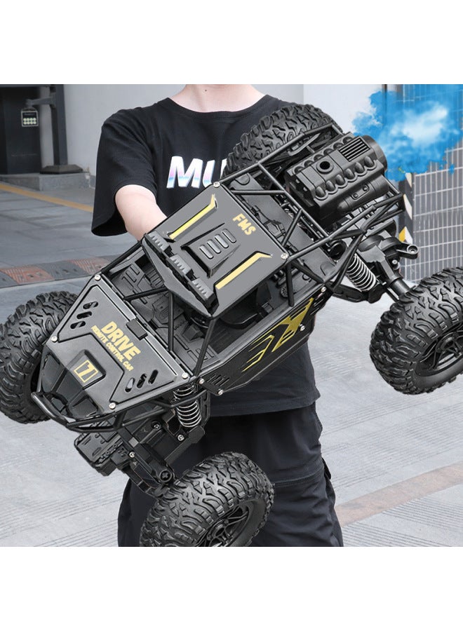 Super Large Remote Control Car Drifting Four-wheel Drive Off-road Vehicle Climbing Big Foot High-speed Racing Children Boy Charging Toy Car-Color:Alloy Version Black-large 28cm Four-wheel Climbing Off-road Vehicle [spray]]-Proportion:Double-electric Hurricane For 90 Minutes + Screwdriver + Remote Control Battery + Charging Cable - Image 1