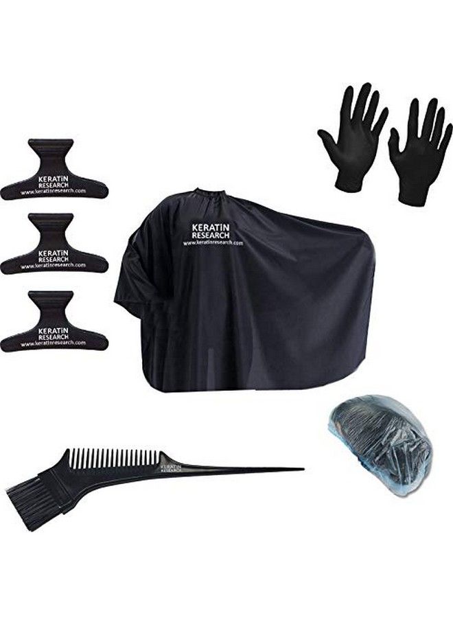 KERATIN RESEARCH Starter Tool Kit For Brazilian Keratin Blowout Treatment And Hair Straightening & Coloring Tools Kit Hair Dresser Cape Coloring Brush/Comb Hair Clips Disposable Gloves And Shower Cap - Image 2