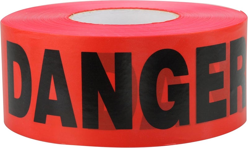CH Hanson Red Hazard Tape, 1000 Feet - Heavy-Duty Barricade Tape