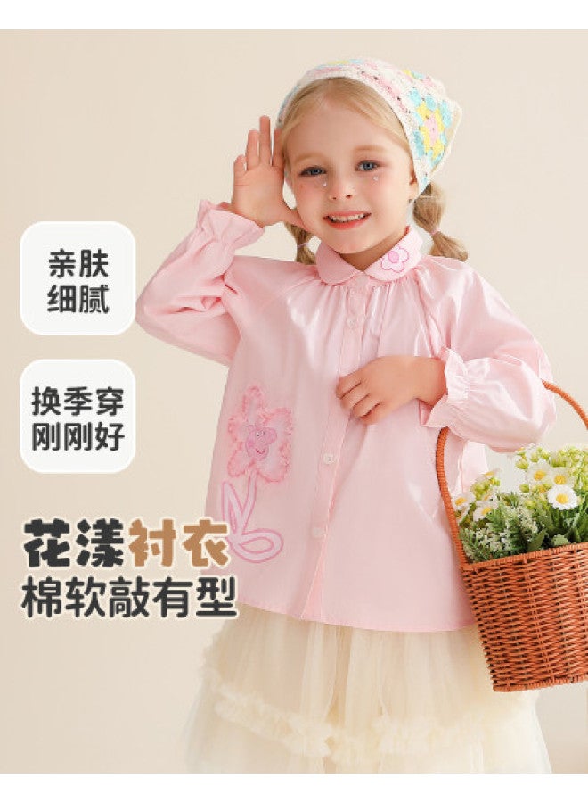 peppa Pig Spring Long-sleeve Girls' Shirt With Lapel Collar & Lace Cuffs Baby Toddler Blouse - Image 1