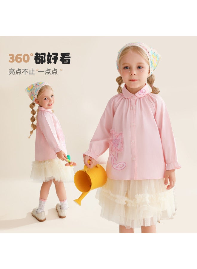peppa Pig Spring Long-sleeve Girls' Shirt With Lapel Collar & Lace Cuffs Baby Toddler Blouse - Image 5