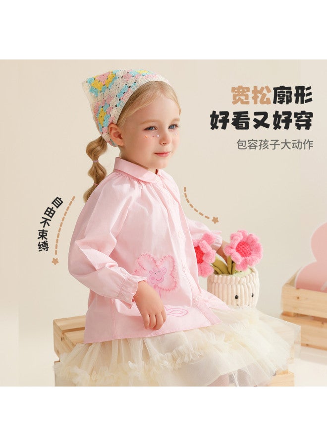 peppa Pig Spring Long-sleeve Girls' Shirt With Lapel Collar & Lace Cuffs Baby Toddler Blouse - Image 4