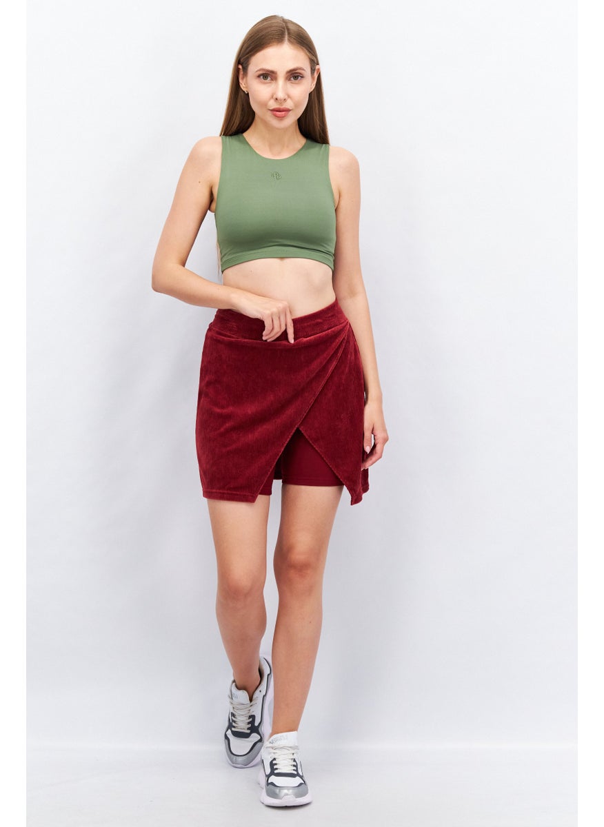 PUMA Women Sportswear Fit Embroidered Logo Corduroy Skirt, Maroon  - Image 3