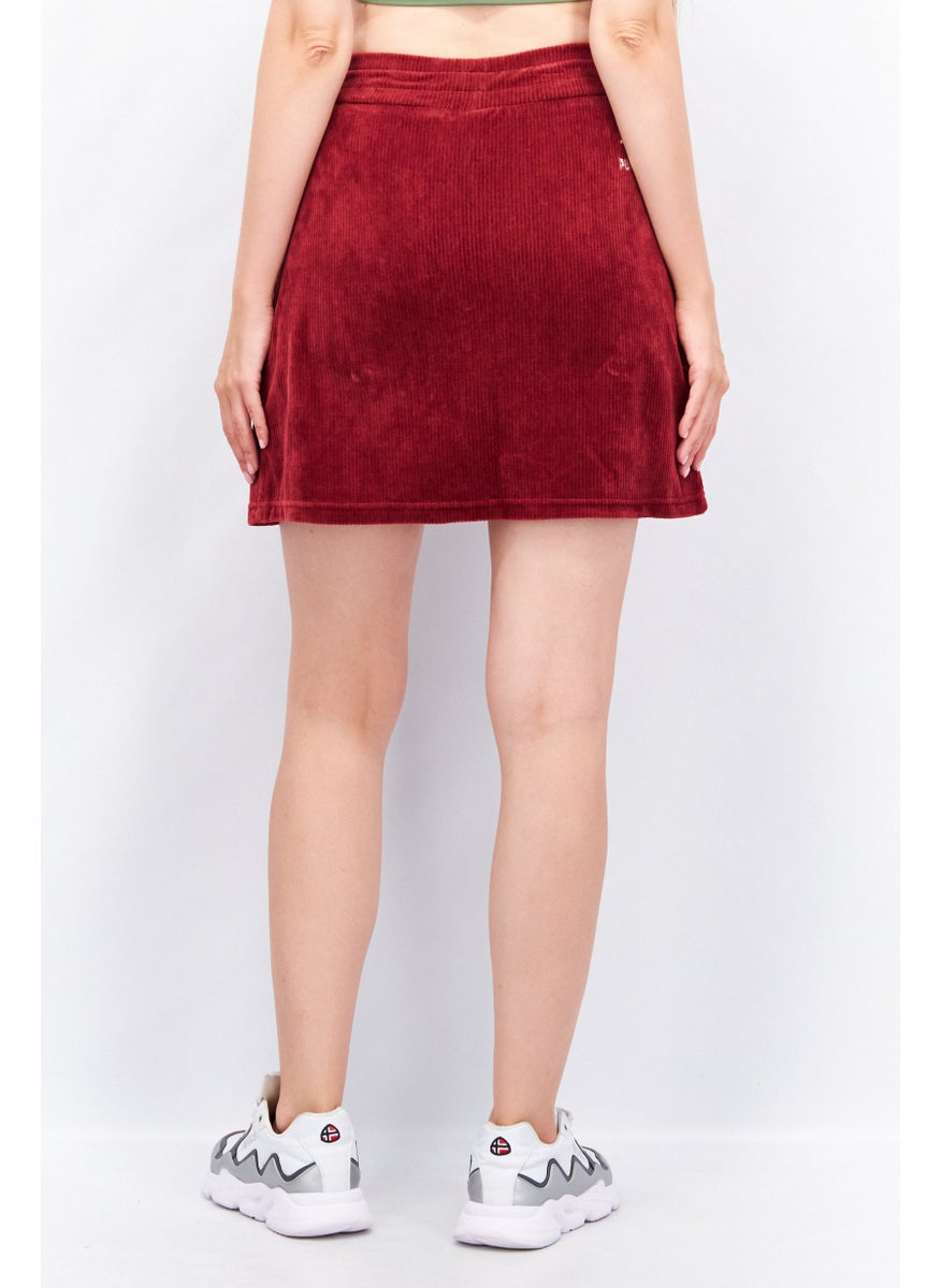 PUMA Women Sportswear Fit Embroidered Logo Corduroy Skirt, Maroon  - Image 4